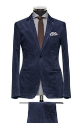 Dark Blue Baby Rib Cotton Silk