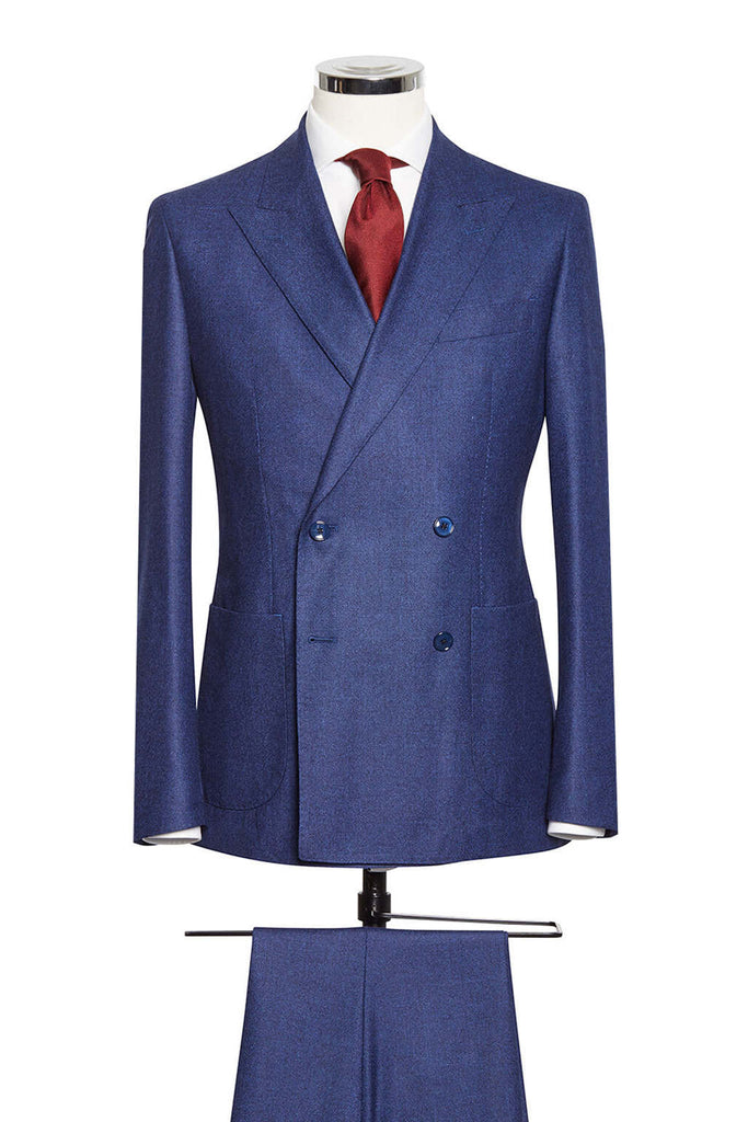 Mid Blue Saxony Fine Houndstooth