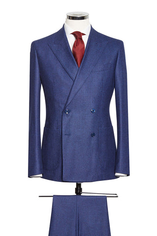 Mid Blue Saxony Fine Houndstooth