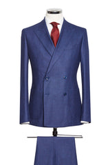 Mid Blue Saxony Fine Houndstooth