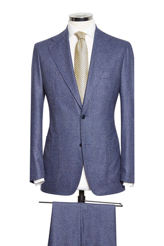Mid Blue Houndstooth Soft Tweed