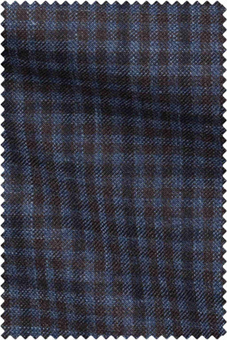 Blue Brown Check Sharkskin