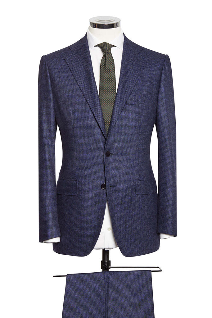 Navy Houndstooth Soft Tweed