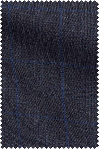 Grey-Blue Fine Glencheck Mid Blue Windowpane
