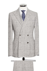 Light Grey Glencheck Baby Alpaca Cotton Bouclé