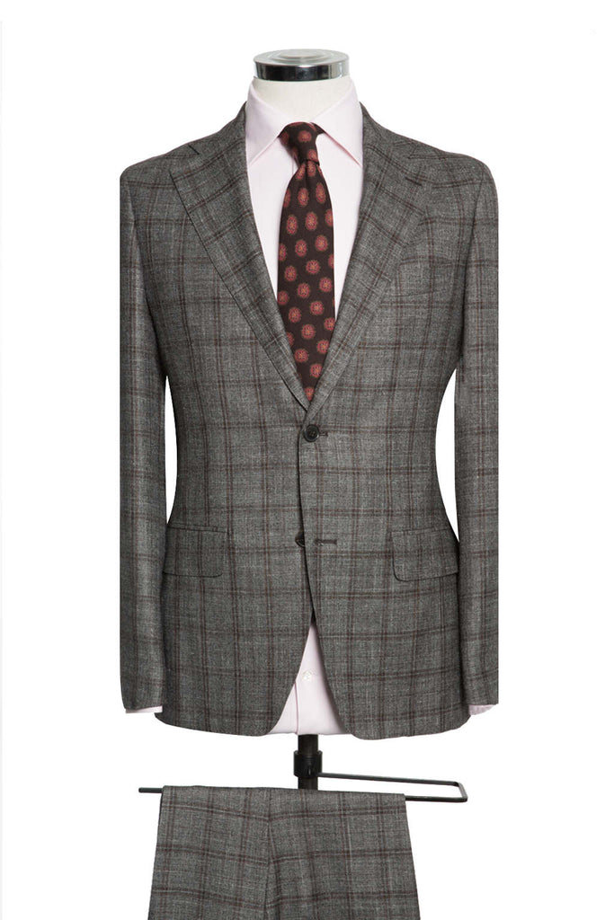 Mid Grey Sharkskin Mid Brown Windowpane