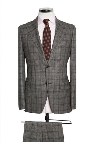 Mid Grey Sharkskin Mid Brown Windowpane