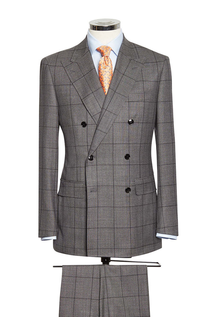 Mid Grey Sharkskin Black Windowpane