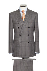 Mid Grey Sharkskin Black Windowpane