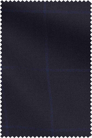 Midnight Blue Plain Weave Mid Blue Windowpane
