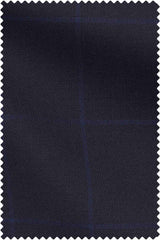 Midnight Blue Plain Weave Mid Blue Windowpane