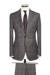 Dark Grey Sharkskin Light Grey Windowpane