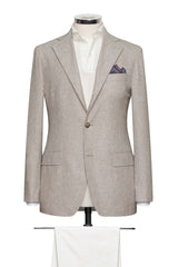 Beige Plain Weave Wool-Silk