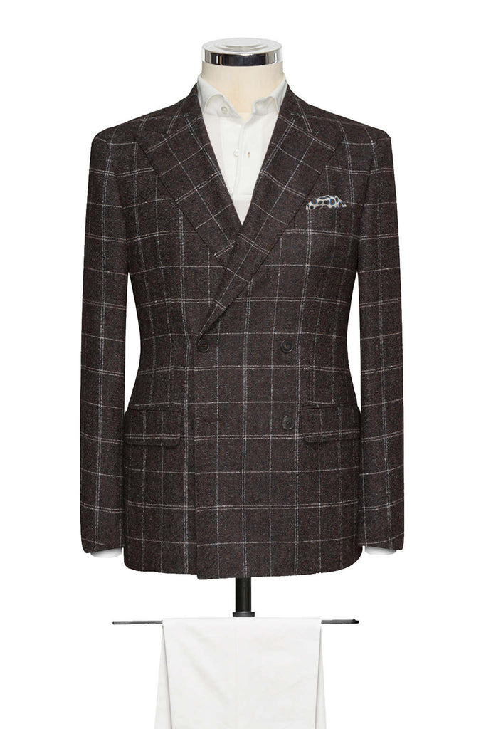 Dark Brown Faux Uni Off White Windowpane