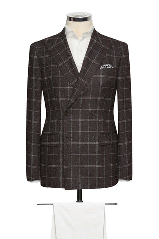 Dark Brown Faux Uni Off White Windowpane