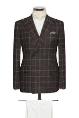 Dark Brown Faux Uni Off White Windowpane