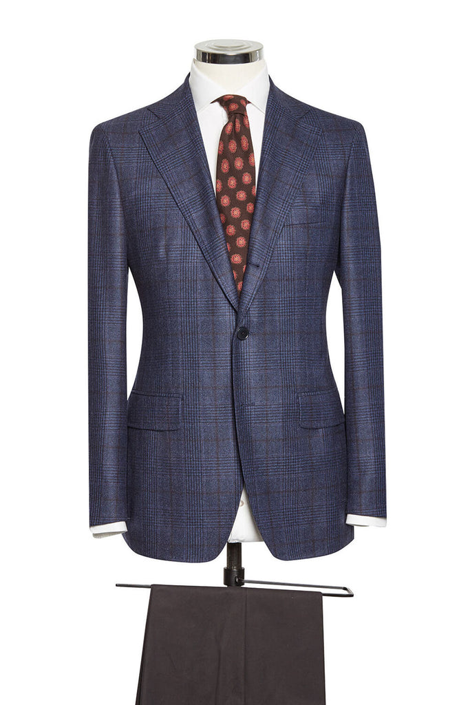 Dark Blue Glencheck Dark Brown Windowpane