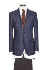 Dark Blue Glencheck Dark Brown Windowpane