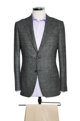 Dark Grey Glencheck Wool-Silk-Cashmere