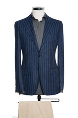 Bright Blue Stripes with Alpaca Bouclé