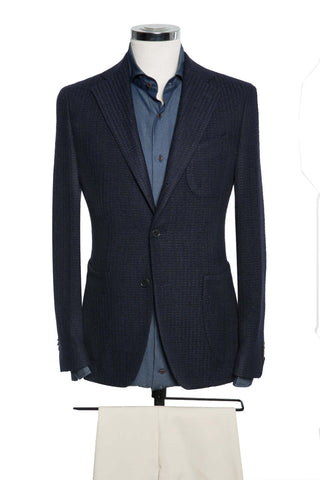 Dark Blue Structured Knit Look