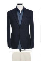 Dark Blue Structured Knit Look