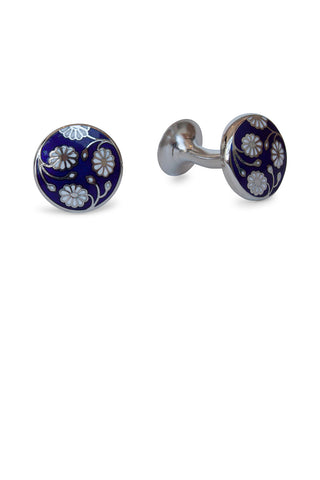Codis Maya Daisy Cufflink Navy/White