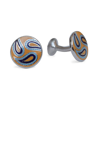 Codis Maya Paisley Cufflink Yellow/Light Blue/Navy