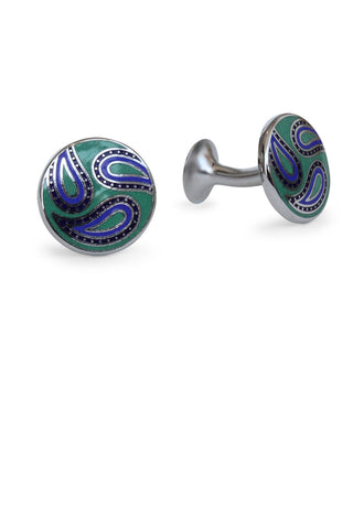 Codis Maya Paisley Cufflink Mid Green/Navy/Purple
