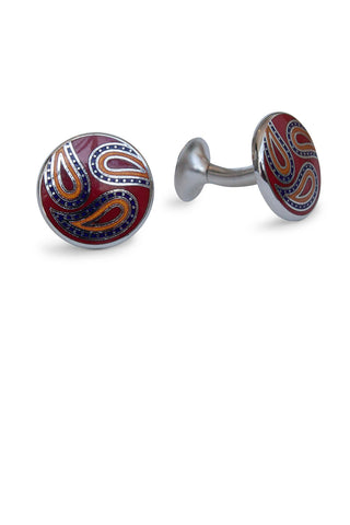 Codis Maya Paisley Cufflink Red/Navy/Orange