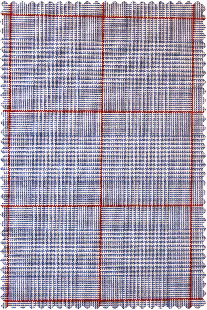 Poplin Glencheck Mid Blue-Red