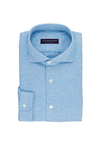 Oxford Houndstooth Light Blue Slightly Brushed