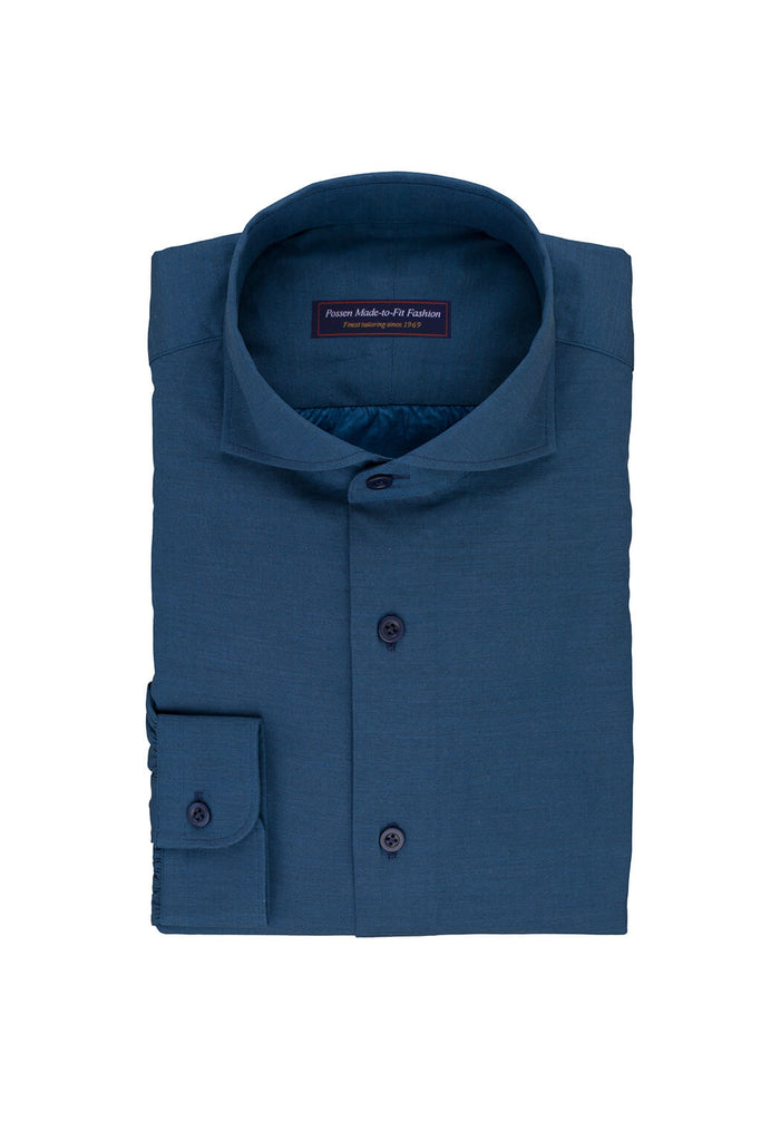 Fine Herringbone Mid Blue Melange
