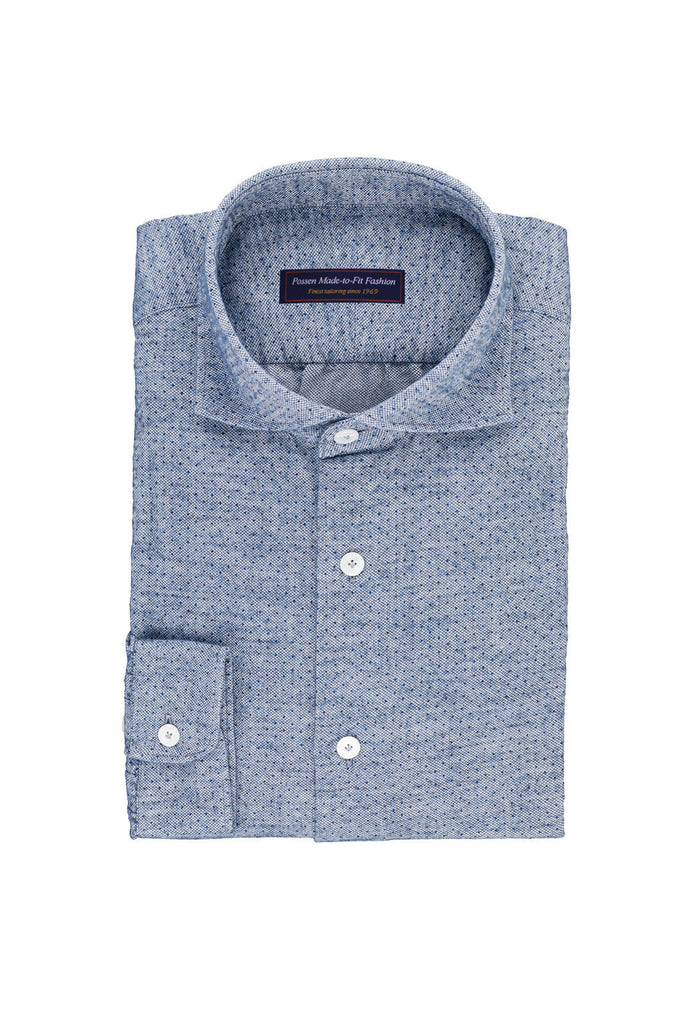 Structured Weave with Dot Print Mid Blue