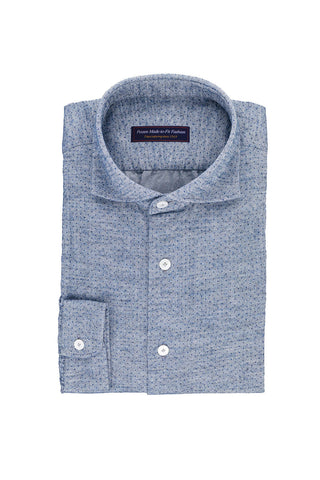 Structured Weave with Dot Print Mid Blue