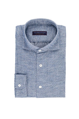 Structured Weave with Dot Print Mid Blue