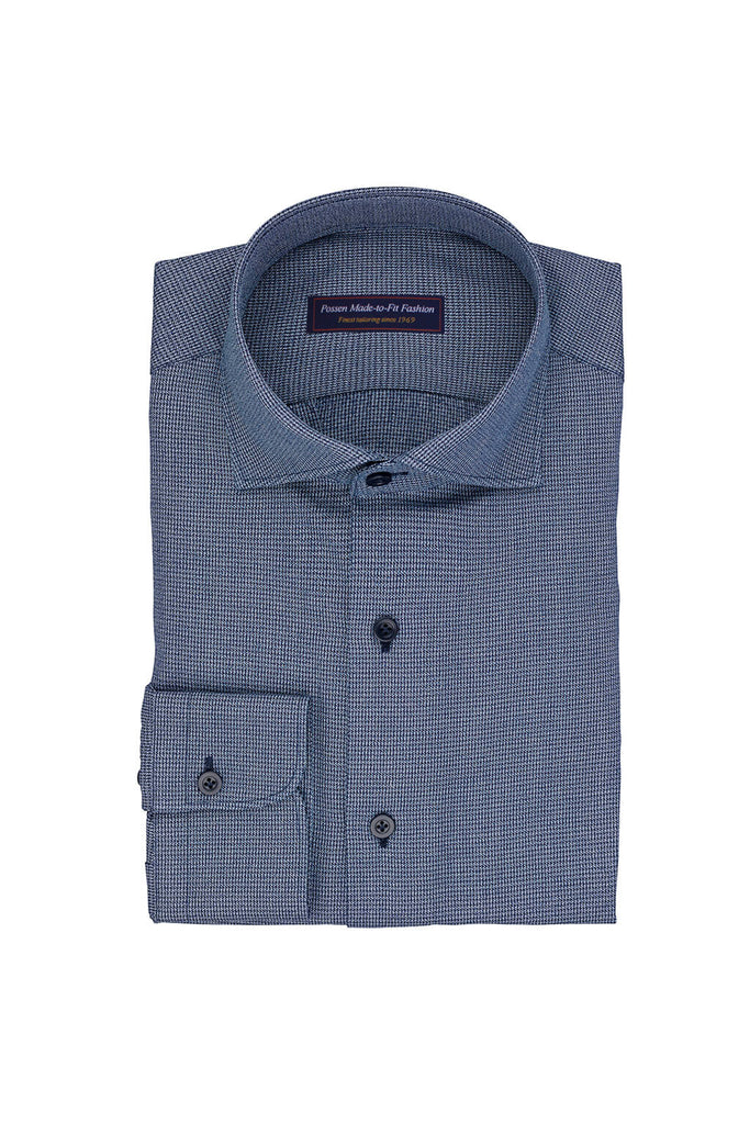 Dobby Structured Houndstooth with Mouliné Mid Blue