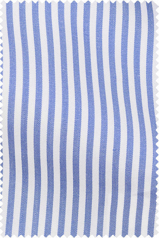 Thomas Mason Bespoke - Poplin Bengal Stripe Mid Blue