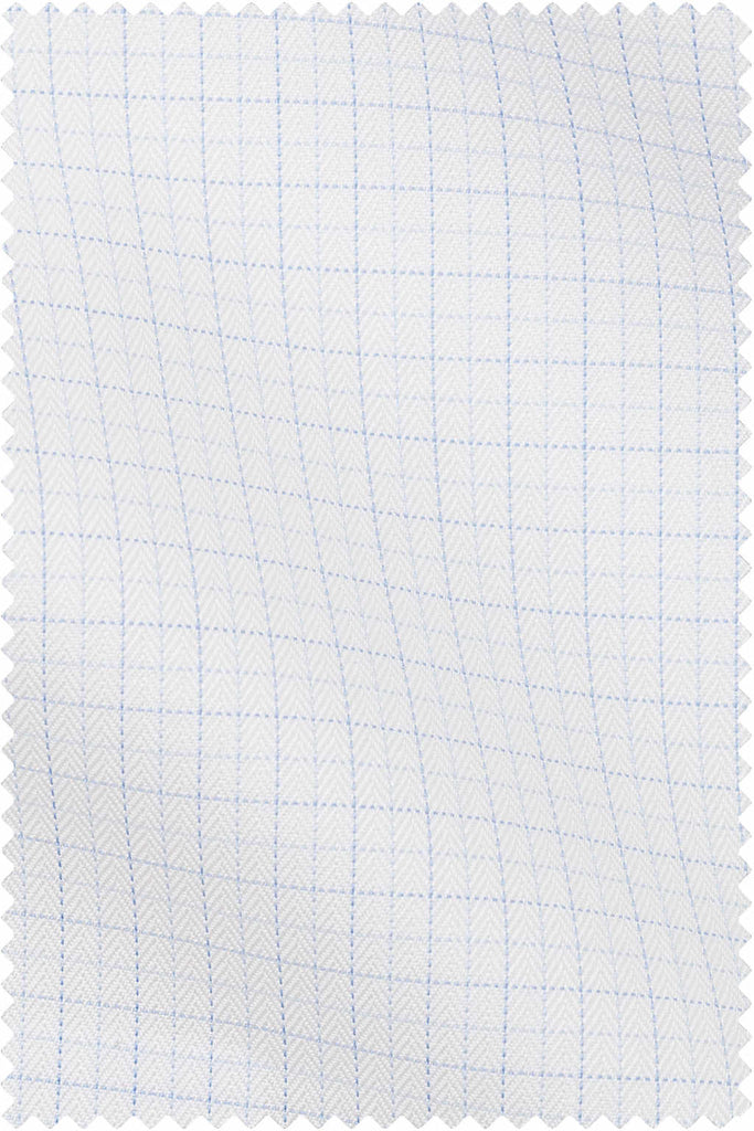 Thomas Mason Bespoke - Herringbone Check Light Blue