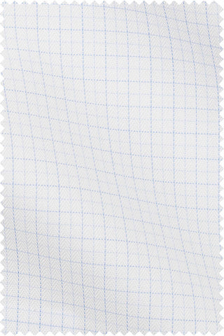 Thomas Mason Bespoke - Herringbone Check Light Blue