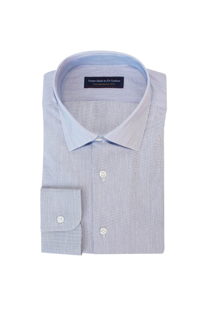 Thomas Mason Bespoke - Poplin Hairline Mid Blue