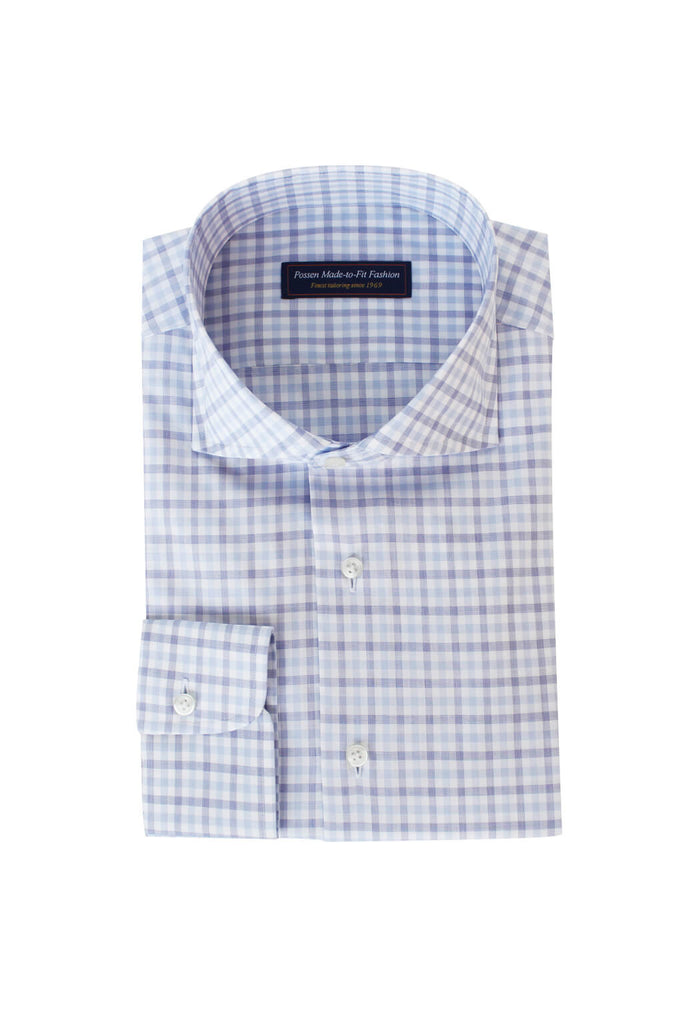 Thomas Mason Bespoke - Poplin Check Blue