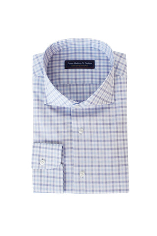 Thomas Mason Bespoke - Poplin Check Blue