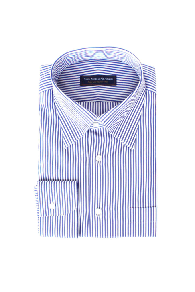 Thomas Mason Bespoke - Poplin Bengal Stripe Dark Blue
